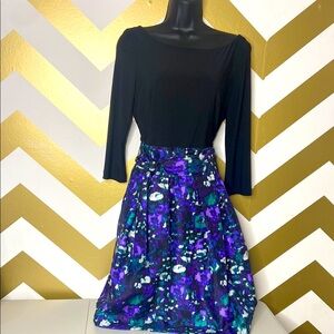 Floral Purple and Black Women's Skirt